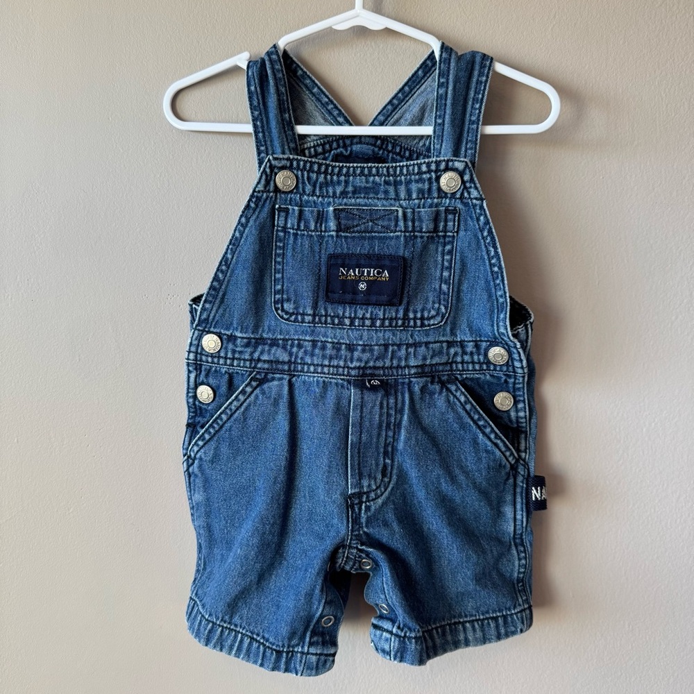 Nautica 80s/90s Vintage Denim Short Cargo Overalls‎ 6-12months